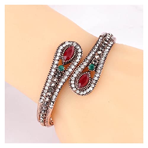Bracelet manchette cristal fini or antique anti-ternissement femme