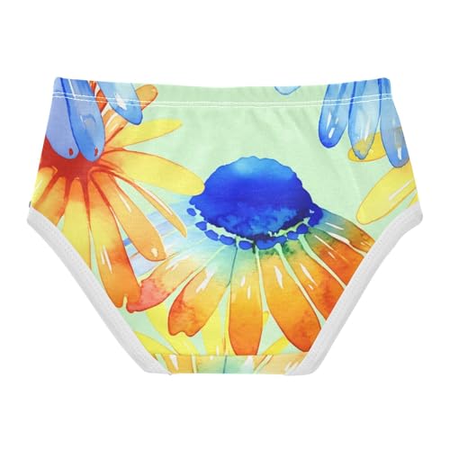Cotton Girls Underwear Toddler Watercolor Daisies Blue Yellow Girl Panties Cute Personalized Kids Undies Briefs 2t2