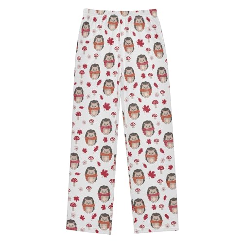 ZZXXB Hedgehog Autumn Mushroom Boys Long Pants Soft Trousers Elastic Waist Kids Lounge Bottoms with Pockets S-XL