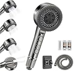 Hard Water Filter Shower Head with 15 Stage Filter, 3+1 Spray Jet Modes High Pressure Shower Head and 1.5m Hose, Handheld Massage Shower Filter for Residual Chlorine Remove (Grey)
