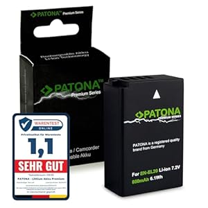 PATONA Premium EN-EL20a EN-EL20 Kamera Akku (echte 850mAh) Kompatibel mit Nikon 1 AW1 J1 J2 J3 S1 V3 COOLPIX A P950 P1000 P1100 - Blackmagic Pocket Cinema