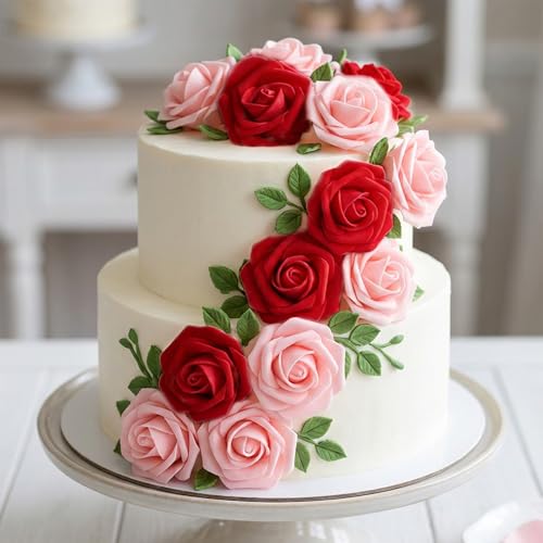 Image of 100Pcs Realistic Red Light Pink Artificial Rose Flower Heads, Foam Fake Roses for DIY Wedding Decorations Baby Shower Centerpieces Home Party Valentine's Day Mother's Day Decor