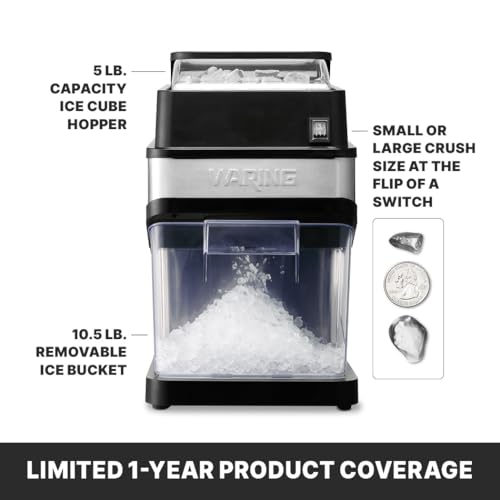 Image of Waring Commercial Ice Crusher Machine, 600 lb /hr Heavy-Duty Ice Crusher for Bars, Restaurants, Cocktails & Seafood Displays, Stainless Steel, WIC50