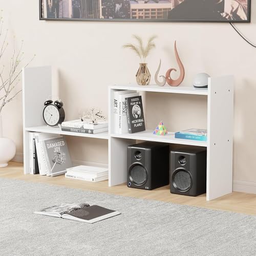Image of Furniture Cafe Modern White Wooden Bookshelf - Multi-Tier Bedside Storage Rack & Organizer for Books, Decor & Essentials
