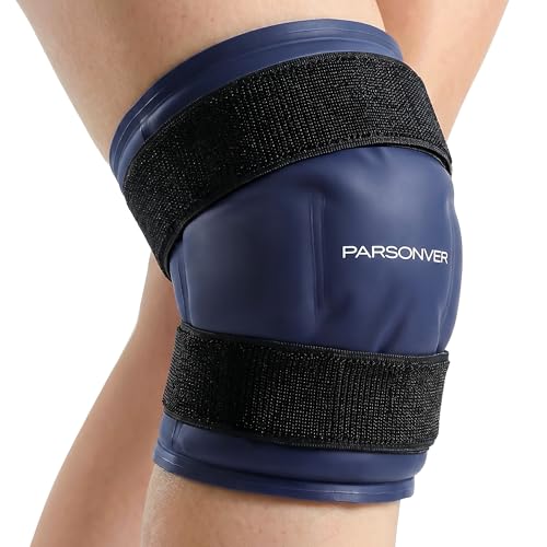 Kühlmanschette Knie 60 Minuten Langanhaltender Kühlpack Wiederverwendbare Gel-Kühlpads mit Verstellbare Riemen Kalt Warm Kompresse für Knieoperation Schwellung Meniskusläsion (Blau)