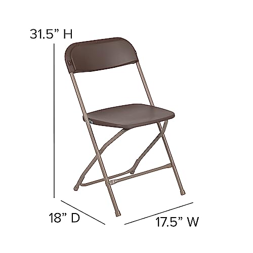 Image of Flash Furniture Hercules Series Plastic Folding Chair - - Brown - 650LB Weight Capacity Comfortable Event Chair - Lightweight Folding Chair -