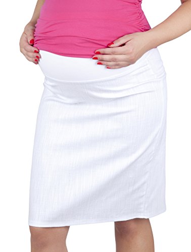 Falda premamá Denim Jeans 3047 de Mija con elástico en el vientre blanco 2 34