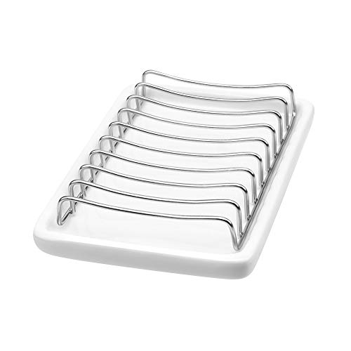 Slideep Ceramic Soap Dish Holder, Stainless Steel Soap Bar Holder For Bathroom And Shower, Double Layer Draining Soap Box #TOP2