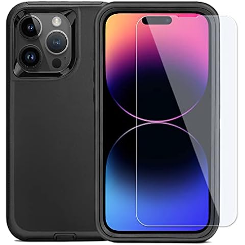 UOVSI for iPhone 14 Pro Max Case(6.7") with Glass Screen Protector Heavy Duty Military-Grade Rugged Shock-Resistant Dustproof Phone Cover Compatible with iPhone 14 Pro Max (Black) Cover