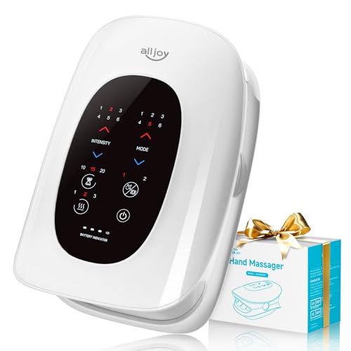 ALLJOY Hand Massager with Heat and Compression, Knuckle Stretching and Hand Massage, 6 Modes 6 Intensities 3 Heat for Arthritis and Carpal Tunnel Relief, Mothers Day Gifts for Women Men(White)