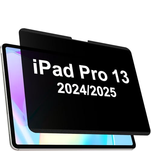 Image of IPROKKO Magnetic Privacy Screen Protector Compatible With iPad Pro 13 Inch M4 M5 (2024 2025, 7th 8th), Removable Anti Blue Light Glare Spy Private Filter Black Security Screen Cover for School Office Cafe