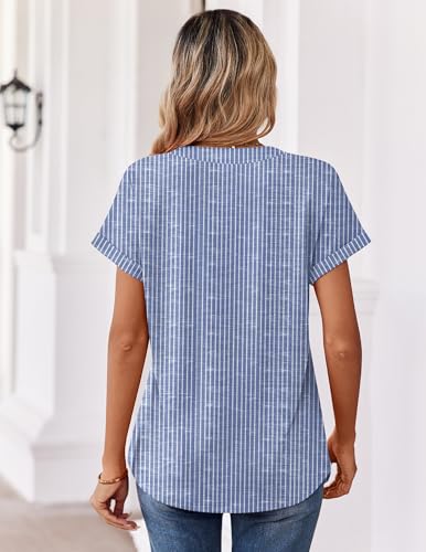 Image of Zeagoo Womens Tops Short Sleeve Summer V Neck Shirts Work Blouses Business Outfits Fashion Clothing