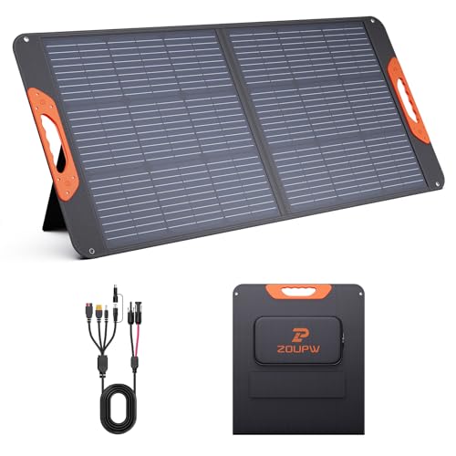 ZOUPW 100W Portable Solar Panel with 5-in-1 Cable,23.5% Efficiency Mono Foldable Solar Charger...