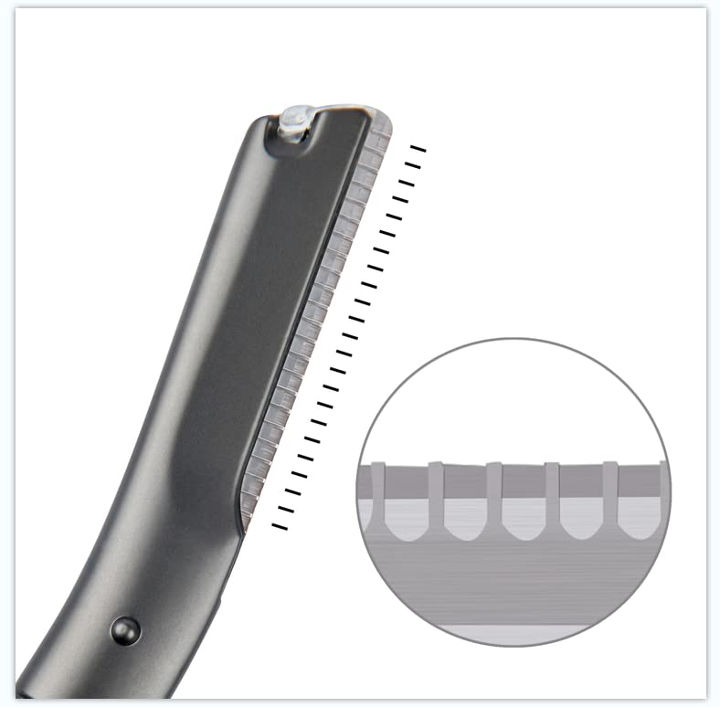 Miniatura 3 de Maquinilla de afeitar de metal, recortadora de pelo de cejas con hoja de repuesto para hombres y mujeres, recortadora facial reutilizable de un solo