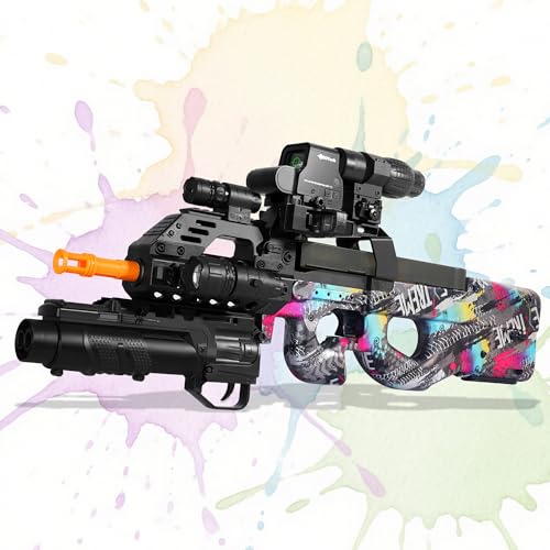 EMERBU Gel Splat Blaster P90 of EMERBU Lite Series - 7.4V Modular Rechargeable Battery - Manual and Fully Automatic - for Ages 15+ (Graffiti)