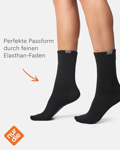 Nur Die 3er Pack Passt Perfekt Socken atmungsaktive Baumwolle einfarbig Komfortbund ohne drückende Naht Damen, schwarz, 39-42