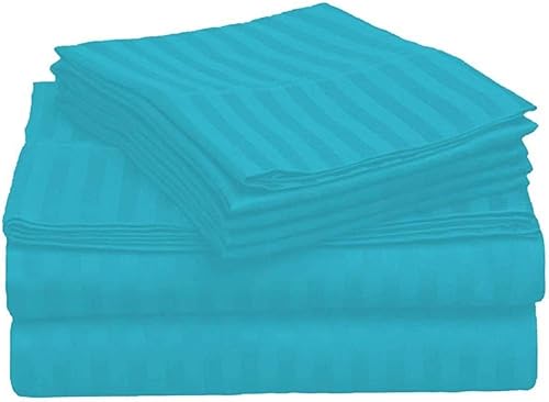 Miniatura 10 de Tula Linen Juego de sábanas para sofá cama de 800 hilos, 100% algodón egipcio, a rayas, tamaño Queen olímpico (66 x 80 x 5 pulgadas), color gris