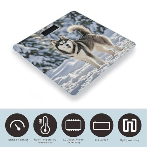 Báscula de baño digital con diseño de husky en la nieve miniatura 3