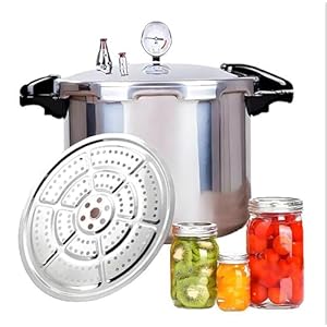 22 Quart induction pressure canner Cooker&pressure canner with gauge&pressure canners for canning&Pressure Gauge | Pressure Regulator | pressure canning pot | Pressure release 10 PSI (+/- 5%)