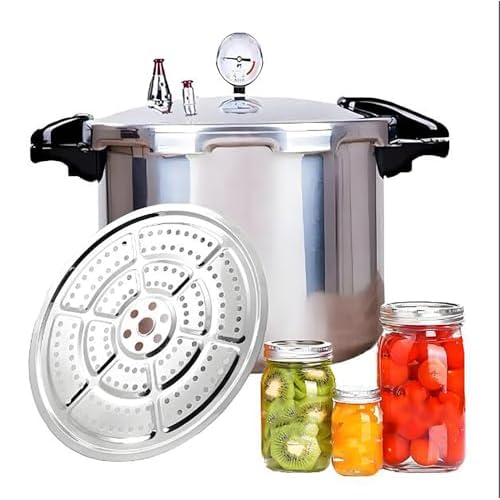 22 Quart induction pressure canner Cooker&pressure canner with gauge&pressure canners for canning&Pressure Gauge | Pressure Regulator | pressure canning pot | Pressure release 10 PSI (+/- 5%)