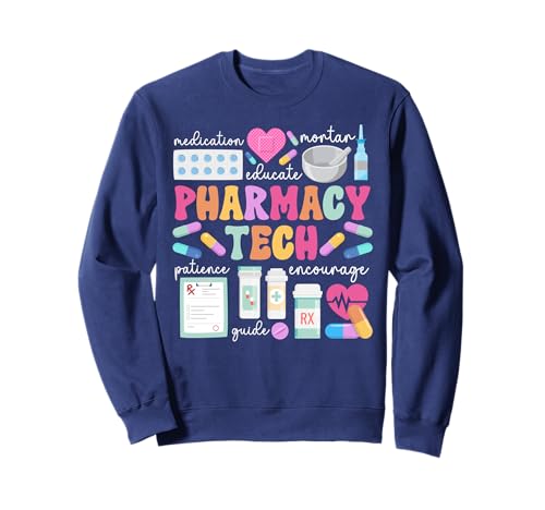 Pharmacy Tech Groovy Pharmacy Technician Day Pharm Tech Sweatshirt