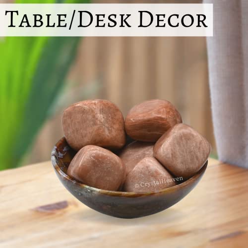 Image of Certified Peach Moonstone Crystal Healing Tumbled Stone, Natural Polished Crystals for DIY Crafts, Manifestation, Meditation, Pooja Feng Shui and Reiki Healing (30 Grams)