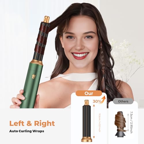 Image of Blow Dryer Brush Set 5 in 1, Hot Air Styler Negative Ionic Low-Temp Hair Care Air Curling Wrap, Round Brush Dryer & Curling Iron for Dry Volumize Straight Curl, 100-120V