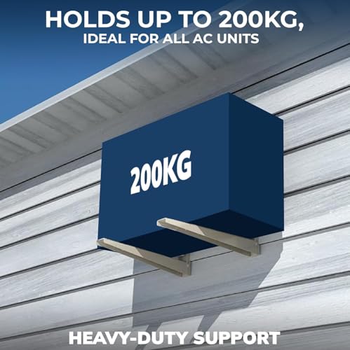 Image of Amazon Basics Heavy Duty AC Stand | Rust Proof Iron Air Conditioner Outdoor Unit Mounting Bracket, Supports Upto 200kg Weight | Air Conditioner Stand Comes with Necessary Wall Fittings - Pack of 1