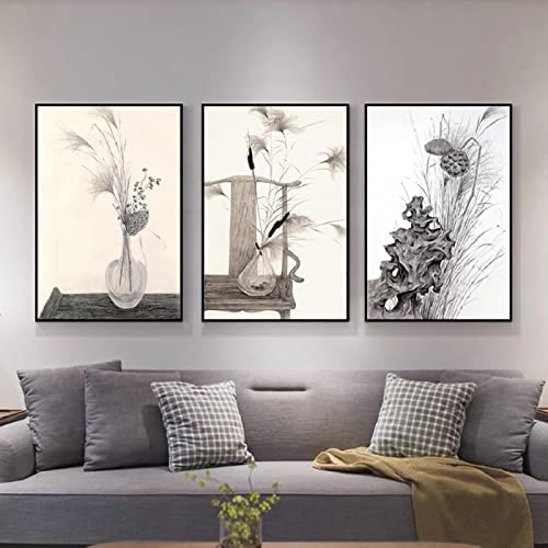Affiche de fleurs triptyque cadre de salon minimaliste 60x90cm