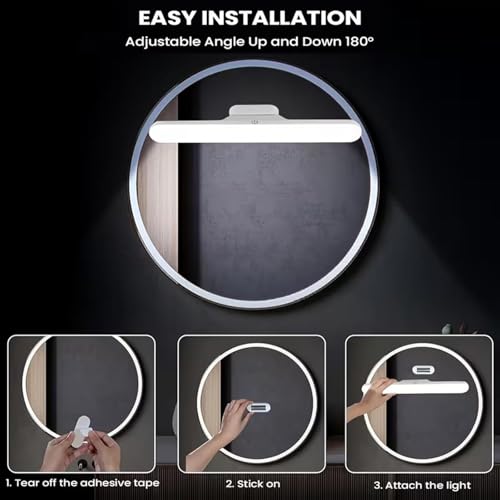 Image of COVACURE Slim LED Under Cabinet Lamp with Curved Edge, 3 Color Dimmable Modes, 1200mAh Battery, USB Rechargeable Magnetic Mount LED Light Bar for Kitchen, Closet, Wardrobe & Bedroom Lighting (2 Pcs)