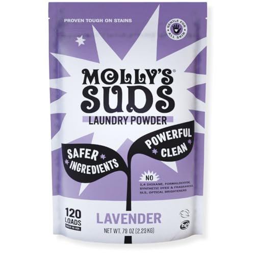 Image of Molly's Suds Original Laundry Detergent Powder | Clean Laundry Detergent Powder for Sensitive Skin | Simple, Effective Ingredients, Stain Fighting | 120 Loads (Lavender)