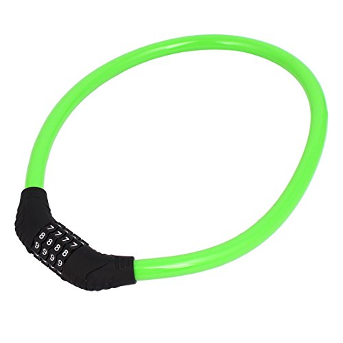 Aexit Bicycle Motorbike Bike Locks 4 Digits Flexible Coil Cable Combination Lock U-Locks Green Black