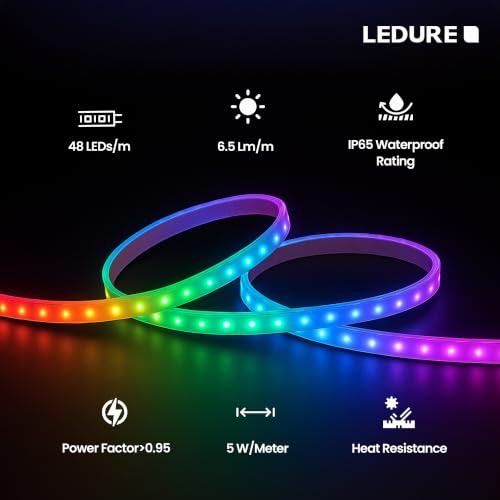 Image of Ledure Sera 10Meter LED Rope Light (Pack of 1) Multicolour Decorative Strip Light with 48 LEDs /Meter, IP65 Waterproof Flexible Rope for Indoor & Outdoor Use, Home, Garden, Balcony & Festive Decoration
