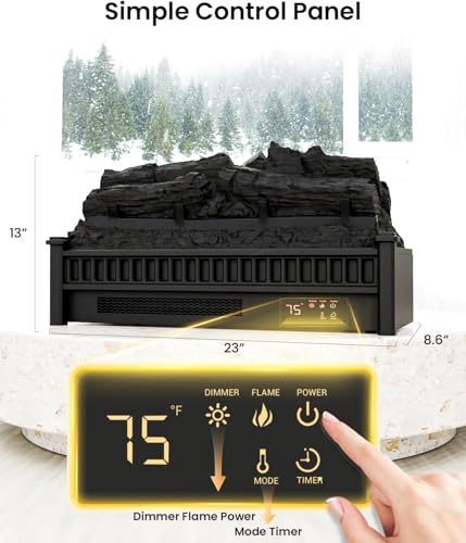 Image of AIRMATE 1500W Electric Fireplace Heater, 22In Electric Fireplace Insert Logs, Fire Places Fireplace 12H Timer, Adjustable Flame Colors & Light Remote Overheat Protection
