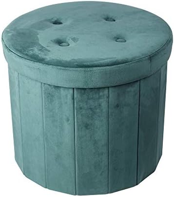 GIA Tufted Ottoman End Table with Storage, Round, Green