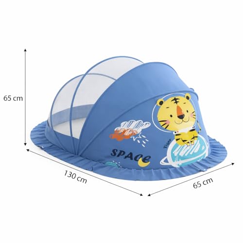 Image of Mosquito Net for Baby (Navy Blue) | Tiger Print | Breathable Bottomless Net for Infants | Comfortable & Easy to Use | 135 x 65 x 65 cm