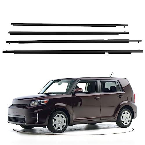 ZONFANT 4 Pcs Car Outer Door Window Moulding Trim Weatherstrip Seal Belt Compatible with Scion Vehicle 2008-2015 xB 2.4L, Replace#75710-12820 75720-12820 75730-12340 75740-12430