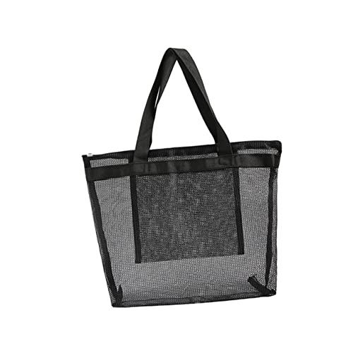 ABOOFAN Large Tote Bag Mesh Bag Waterproof Shopping Tote for Dry Wet Clothes Black