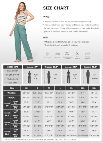 Image of Willit Women Linen Pants Wide Leg Casual Palazzo Pants Beach Summer Lounge Pants Trousers with Pockets 29 inch /31 inch / 33 inch