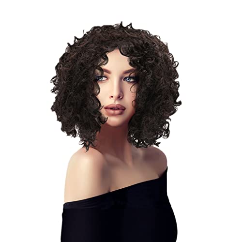 Holres Parrucche donna Parrucca Afro Nero