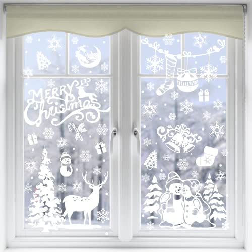SULOLI Lot de 8 feuilles de 141 flocons de neige statiques pour fenêtre de Noël Cover