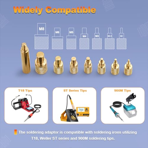 Image of Kadrick Soldering Tips /Heat Set Insert Tips - for Heat set Inserts,7 Tips for Threaded inserts M2 M2.5 M3 M4 M5 M6 M8, Heat Set Insert Tool for 3D Printer Users,Compatible with 900M /T18 /FX-888D Irons