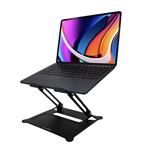 SenseAGE Laptop Ständer, Höhenverstellbarer Laptophalter für Notebook, MacBook, Tablet 10-14 Zoll, Multi-Angle Notebookständer mit Heat-Vent, Ergonomisch, Faltbar, Tragbar Laptopständer, Schwarz Cover