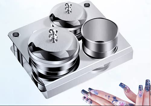 3PCS Acrylic Nail Tips Cup, Stainless Steel Dappen Dish Liquid Powder Holder Nail Powder Holder Container with Lids for Women Girls Nail Art Supplies