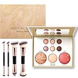 All-in-One Baked Starter Makeup Palette Kit, Cosmetic Make Up Starter Kit with Bronzer,Blush,Highlighter & 6 Eyeshadows and Brushes,Full Size Makeup Gift Set for Mature Skin,Perfect Make-Up Gift Idea