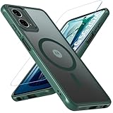 BESINPO Magnetic Case for Moto G 5G 2024 Case with Tempered Screen Protector, (Compatible with MagSafe) Shockproof Protective Translucent Matte Phone Cover for Motorola Moto G 5G 2024, Green