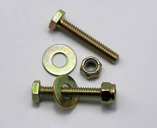 Image of 1 /4 inch x 1-1 /2 inch Hex Head Bolt by Color Galvanization with Nylon Lock nut and Large Size Washer Assortment Kit,Alloy Steel,Grade 5.(8pcs Pack),by Metalsuberg