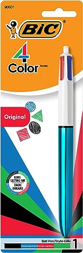 Image of BIC 4-Color Retractable Ballpoint Pen, 1.0 mm Medium Point, 1-Count | Four Vibrant Ink Colors | Comfortable Grip for Easy Writing | Durable Clip for Convenience, Ideal for School or Office Use