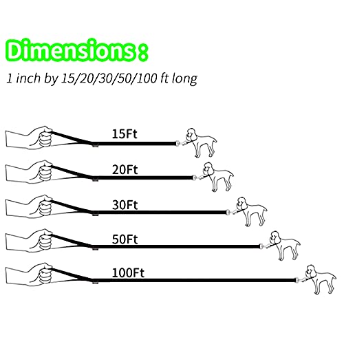 Image of HIKISS Long Dog Leash Obedience Recall Training Agility Lead with Thickening Material for Large Dog - 15ft 20ft 30ft 50ft 100ft Training Leash(Green 15ft)