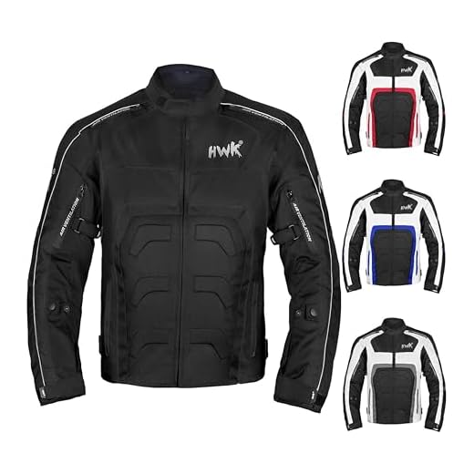 HWK Spyder Motorcycle Jacket for Men with Weather Resistant Cordura Textile Fabric for Enduro Motocross Motorbike Riding and Impact Protection Armor, Dual Sport Motorcycle Riding Jacket (Black, XL)